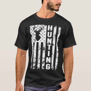 Camiseta Deer Hunting American Flag Vintage Father Day Shir