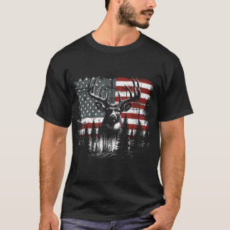 Camiseta Deer Hunting American Flag Whitetail Buck