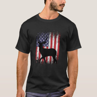 Camiseta Deer Hunting American Flag Whitetail Buck Nas Cost