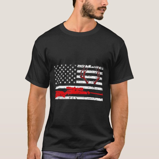 Camiseta Deer Hunting Dons American Flag Usa Flag Husband (Frente)