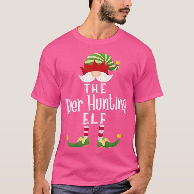 Camiseta Deer Hunting Elf Group Festa Engraçada de Natal (Frente)