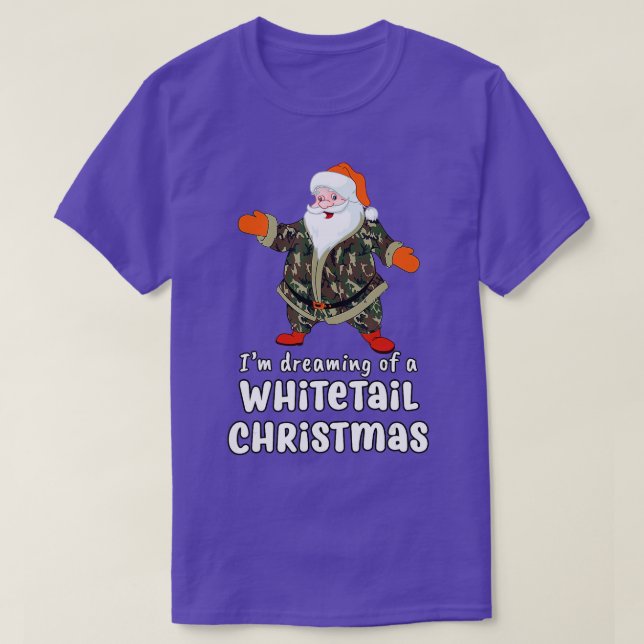 Camiseta Deer Hunting Whitetail Christmas Camo Santa  (Frente do Design)
