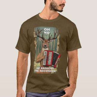 Camiseta Deer jogando acordeão, caça engraçada ocidental am