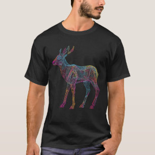 Camiseta Deer Lover Trabalho de arte Geométrico Colorida An