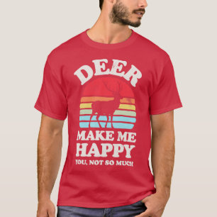 Camiseta Deer Me Faz Feliz Retrô Sunset para Homens Mulhere