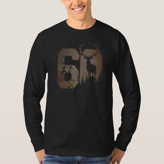 Camiseta Deer Motif Para O 60º Aniversário Do Caçador (Frente)