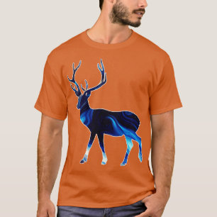 Camiseta Deer Silhouette Abstrato Indigo Blue Art
