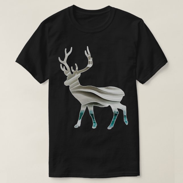 Camiseta Deer Silhouette Sea Water And Foam Trabalho de art (Frente do Design)