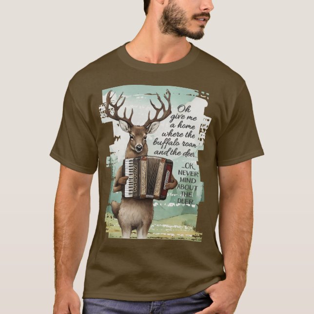 Camiseta Deer tocando sanfonon American west búfalo roam (Frente)