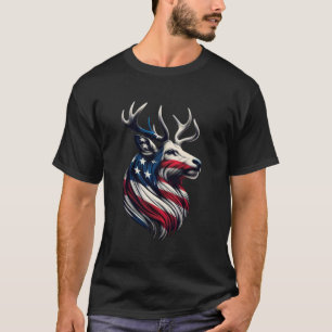 Camiseta Deer US Flag Deer Hunting American Flag