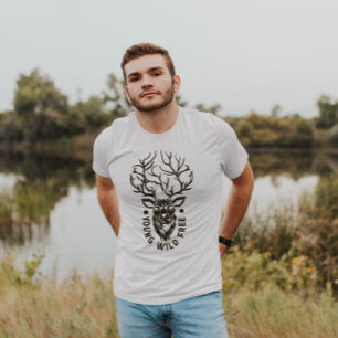 Camiseta Deer Young Wild Livre Lá Fora   Homens T-Shirt