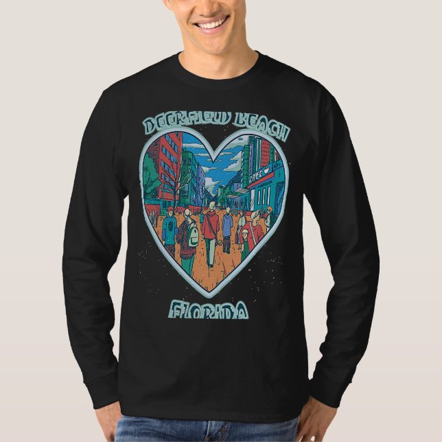Camiseta Deerfield Beach In Florida Travel Souvenir Heart (Frente)