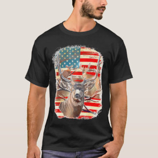 Camiseta Deers With America Flag Western 4 De Julho Huntin