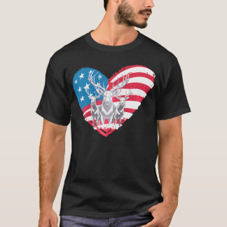 Camiseta Deers With America Flag Western 4 De Julho Huntin