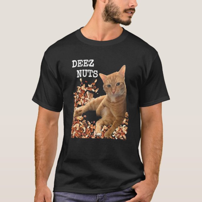 Camiseta Deez Nuts joke with Adorable cat and some mixed nu (Frente)