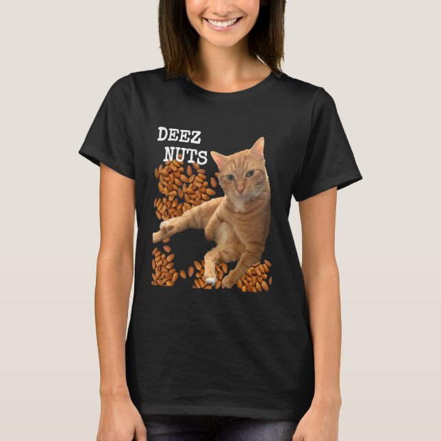 Camiseta Deez Nuts joke with Cat and Almonds (Frente)