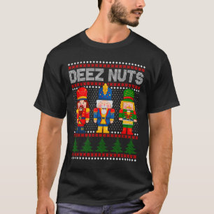 Camiseta Deez Nuts Quebra-Nozes Diversão Natal Feio