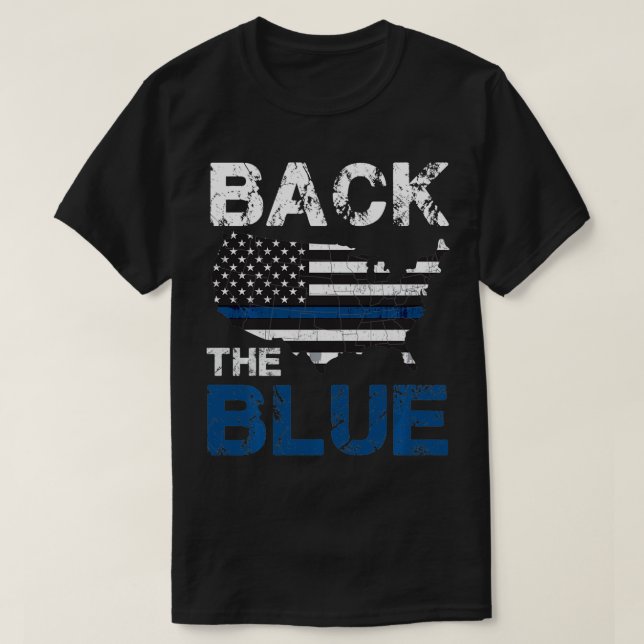 Camiseta Defenda Azul Polícia Americana Bandeira USA (Frente do Design)