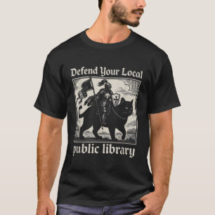 Camiseta Defenda seu Cavaleiro de Gatos da Biblioteca Públi