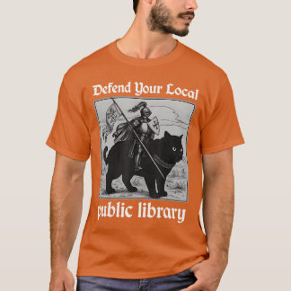 Camiseta Defenda Sua Biblioteca Pública Local Gato Cavaleir