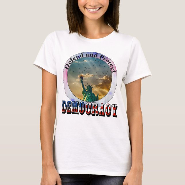 Camiseta Defender e proteger a DEMOCRACIA (Frente)