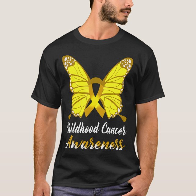 Camiseta Defensor da consciência infantil do Cancer Borbole (Frente)