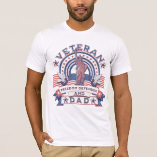 Camiseta Defensor da Liberdade Veterana e Pai - Orgulho Ame