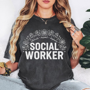 Camiseta Defensor de Assistente Social Apoio Empoderar Flor