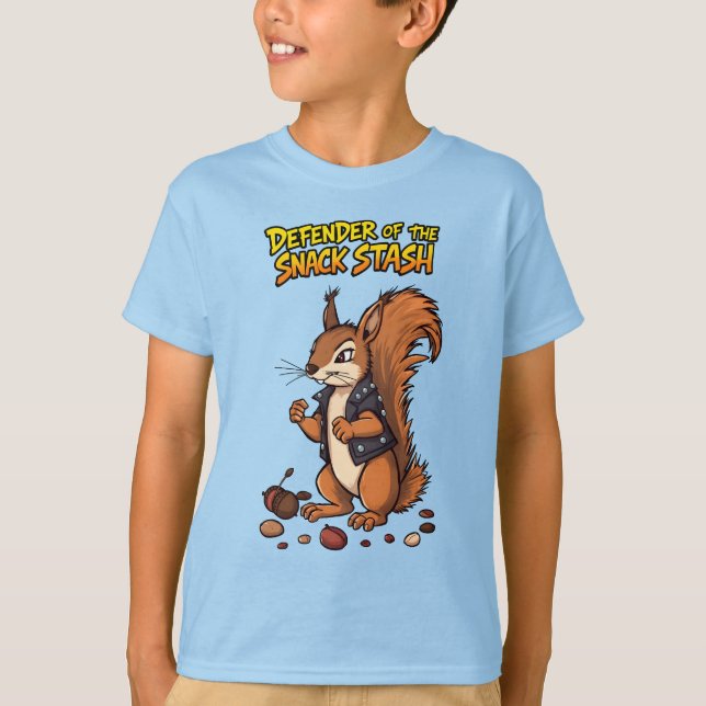 Camiseta Defensor do Esconderijo de Lanches Esquilo Guardiã (Frente)