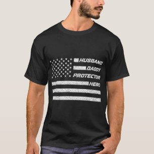 Camiseta Defensor do Pai Marido Herói Pais de Bandeiras Ame