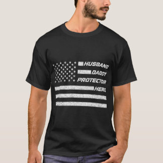 Camiseta Defensor do Pai Marido Herói Pais de Bandeiras Ame
