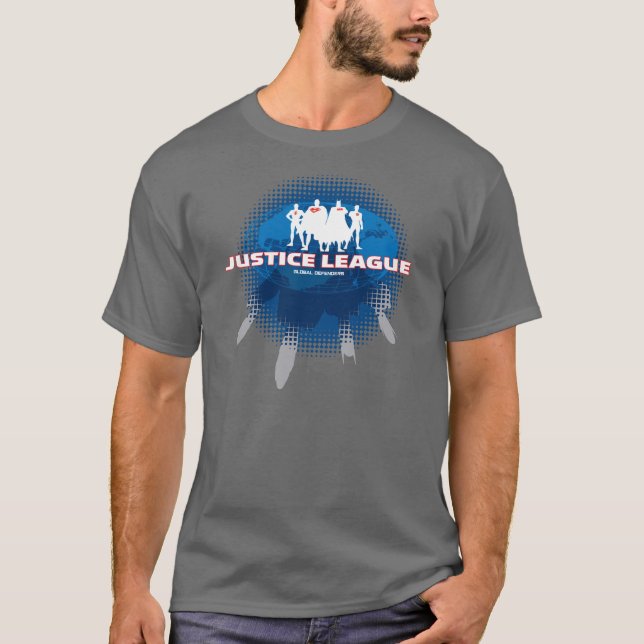 Camiseta Defensores Globais da Liga da Justiça (Frente)