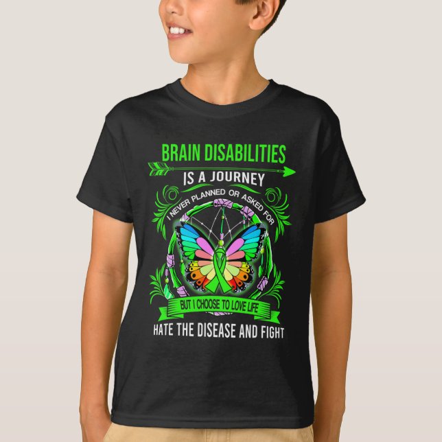 Camiseta Deficiência cerebral é uma jornada que nunca plane (Frente)