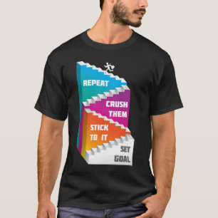 Camiseta Defina Metas Esmague-as Repita Uma Frase Motivacio