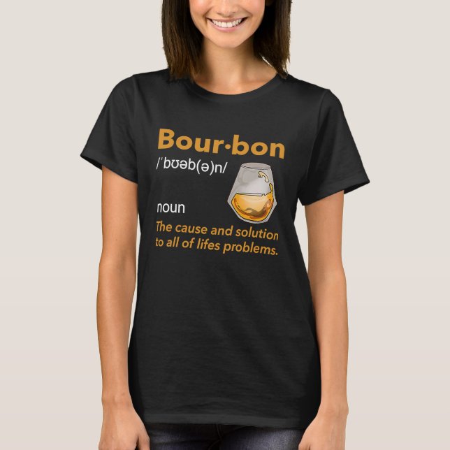 Camiseta Definição Bourbon Citação de Bebendo Chave Ideia 1 (Frente)