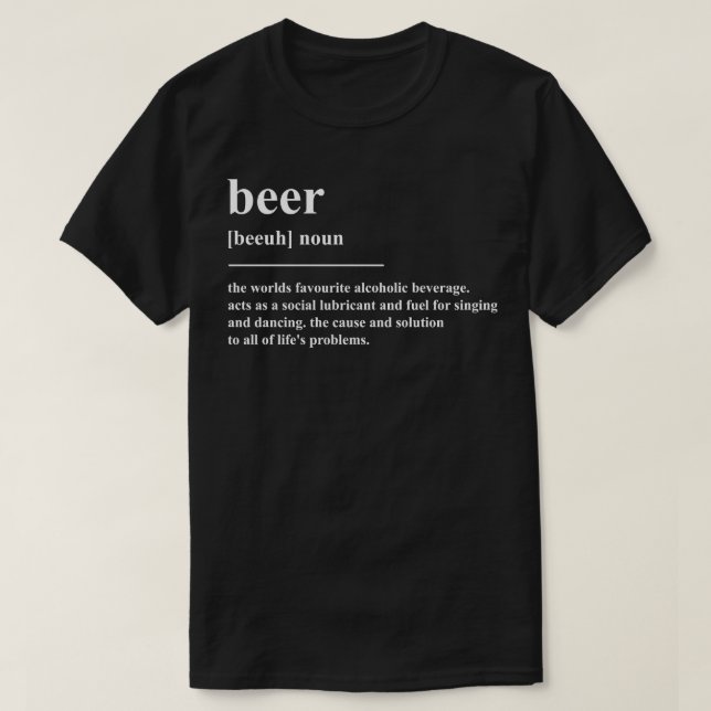 Camiseta Definição de cerveja (Frente do Design)