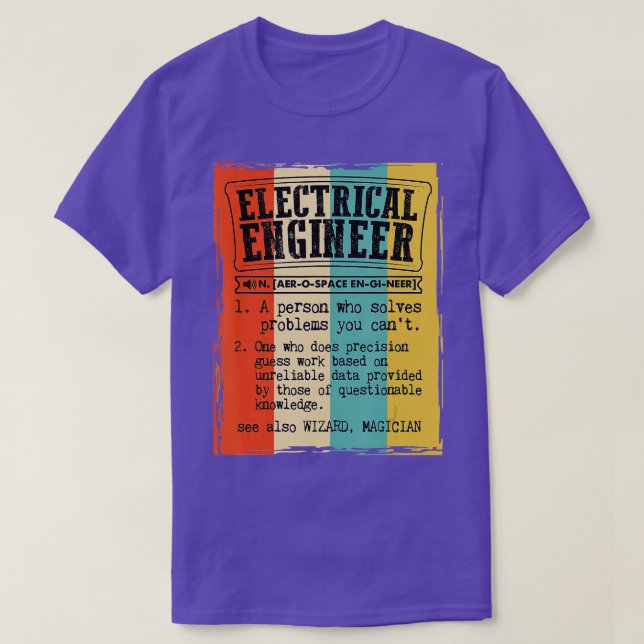 Camiseta Definição de Dicionário de Engenheiro Elétrico Fun (Frente do Design)