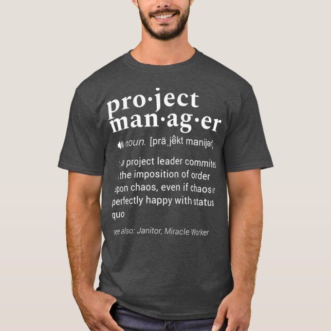 Camiseta Definição de Dicionário Funny do Project Manager (Frente)