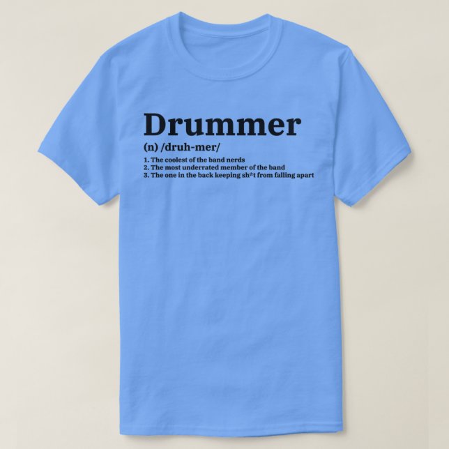 Camiseta Definição de Drummer Música Banda Engraçada Signif (Frente do Design)