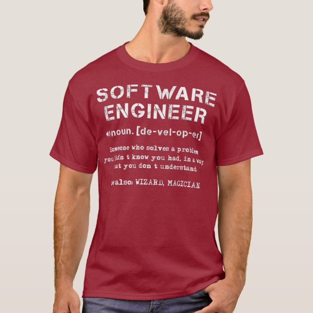 Camiseta Definição de Engenheiro de software solucionando u (Frente)