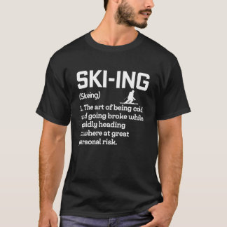 Camiseta Definição de Esqui Humor Divertido Esquiador Extre