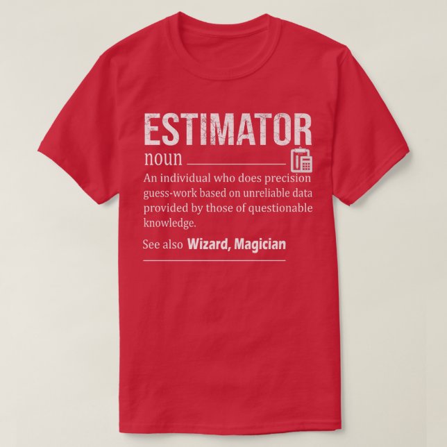 Camiseta Definição de Estimador Engraçado, Títulos de Traba (Frente do Design)