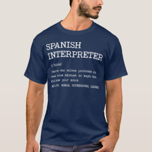 Camiseta Definição de intérprete espanhol design amigos dos