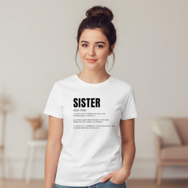 Camiseta Definição de Irmã Engraçada e Sentimental (Criador carregado)
