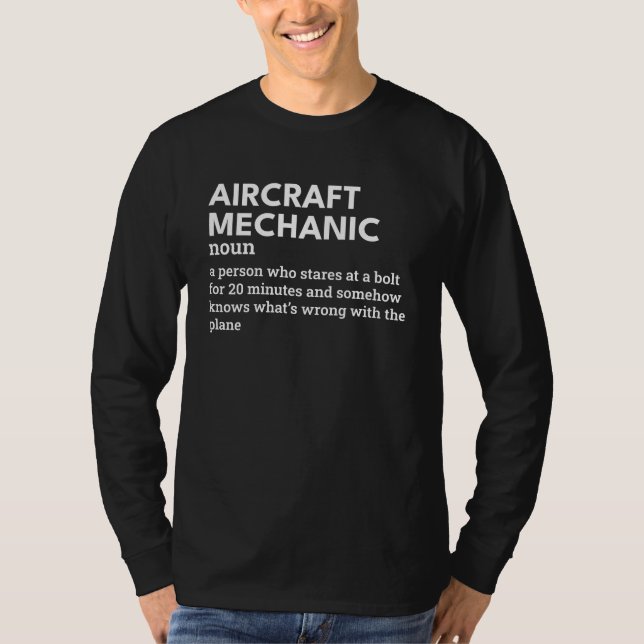 Camiseta Definição de Mecânica da Aeronave - Humor da Aviaç (Frente)