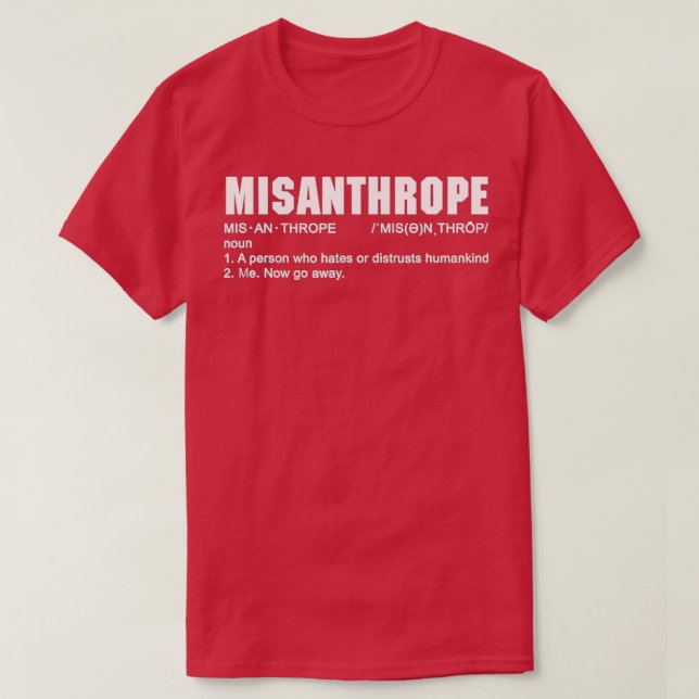 Camiseta Definição de misantropo (Frente do Design)