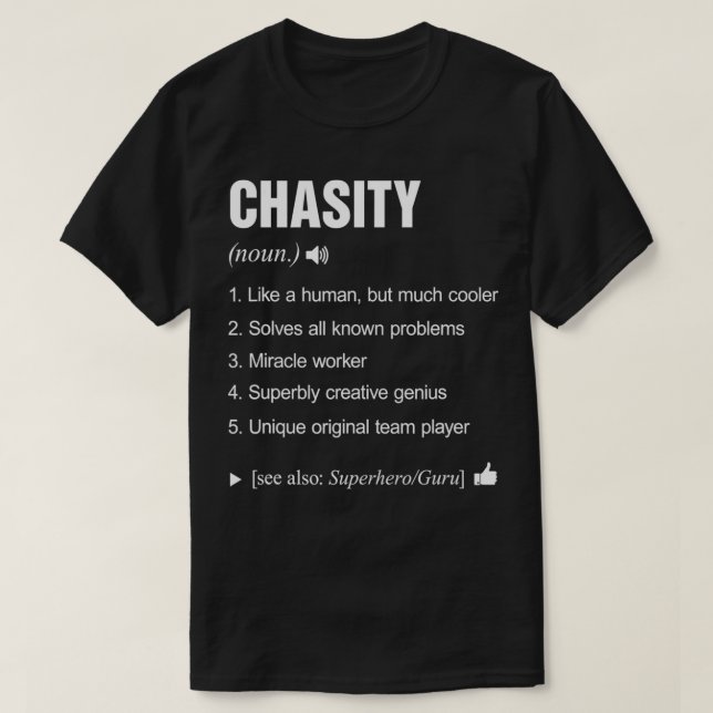 Camiseta Definição de Nome de Chasity Significa Família Eng (Frente do Design)