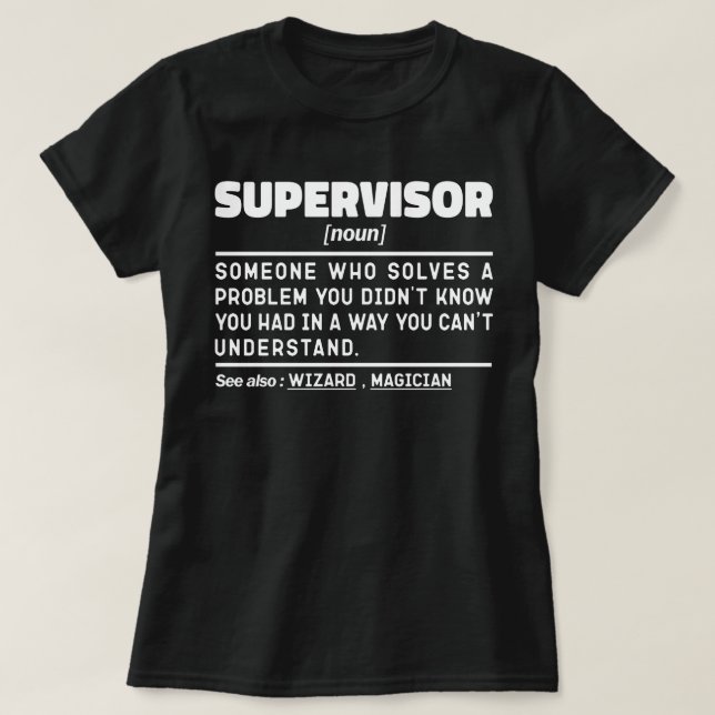 Camiseta Definição de Noun do Supervisor Gerenciando Sarcas (Frente do Design)