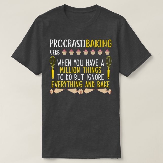 Camiseta Definição de Procastibaía Engraçada Cozinhar e (Frente do Design)