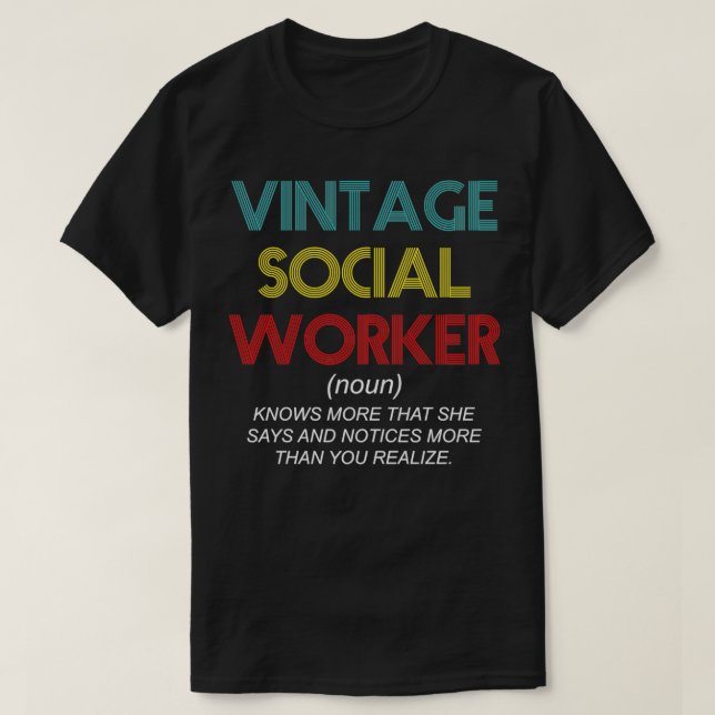 Camiseta Definição de Trabalho Social Vintage (Frente do Design)